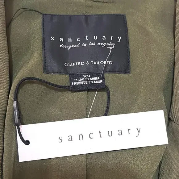 Sanctuary X-SMALL/2 Olive One-Button Notched Lapel Two Front Pocket Vest - Picture 8 of 12